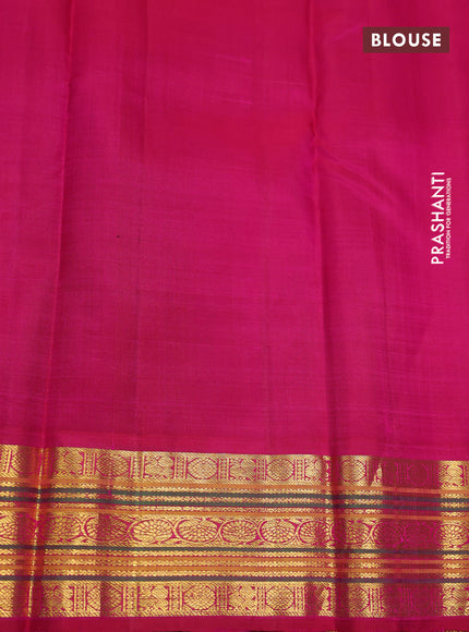 Pure kanchipuram silk saree magenta pink and dark pink with allover zari woven buttas and zari woven border