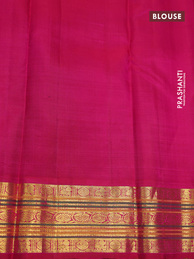 Pure kanchipuram silk saree magenta pink and dark pink with allover zari woven buttas and zari woven border
