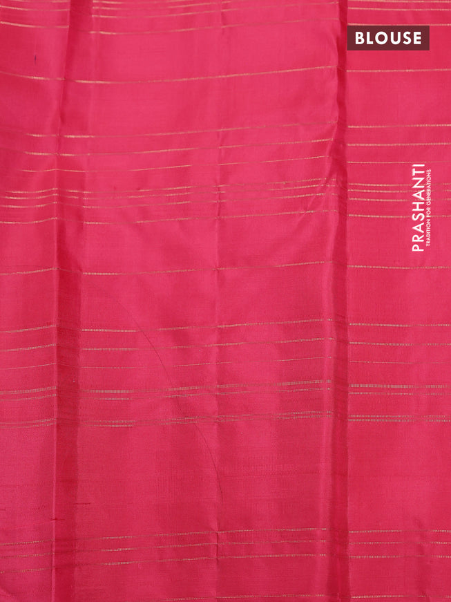 Pure kanchipuram silk saree deep jamun and peach pink with allover thread & zari checked pattern in borderless style