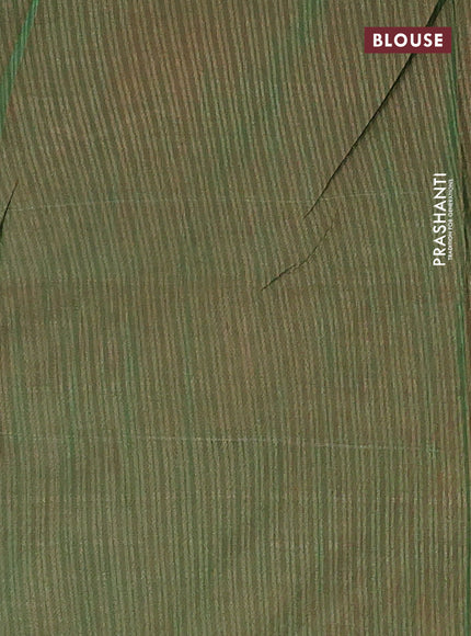 Semi tussar saree dark magenta pink and dual shade of green with allover ikat prints and printed border