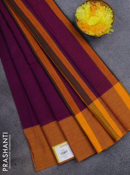 Narayanpet cotton saree purple shade with plain body and ganga jamuna border