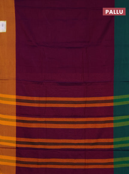 Narayanpet cotton saree purple shade with plain body and ganga jamuna border