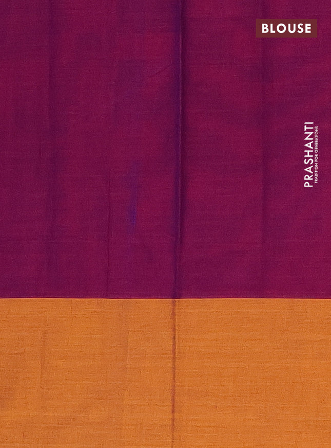 Narayanpet cotton saree purple shade with plain body and ganga jamuna border