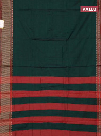 Narayanpet cotton saree green and maroon with plain body and thread woven border