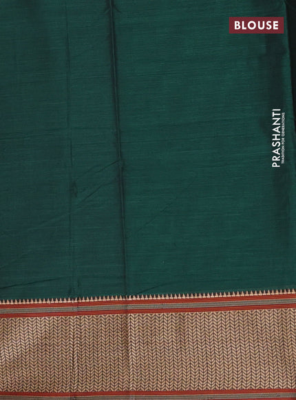 Narayanpet cotton saree green and maroon with plain body and thread woven border