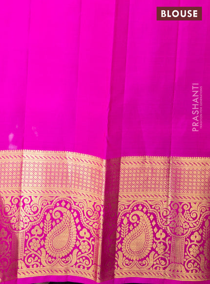 Pure kanchipuram silk lehenga light blue and pink with allover annam & rudhraksha zari woven buttas and long rich zari woven border