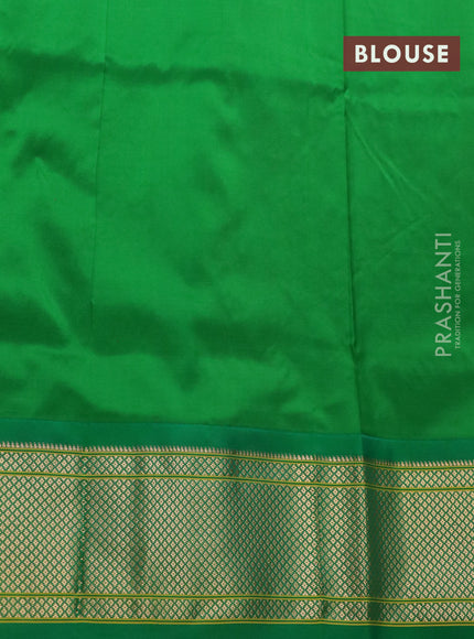 Pure paithani silk saree dual shade of pinkish orange and green with annam zari woven buttas and zari woven border