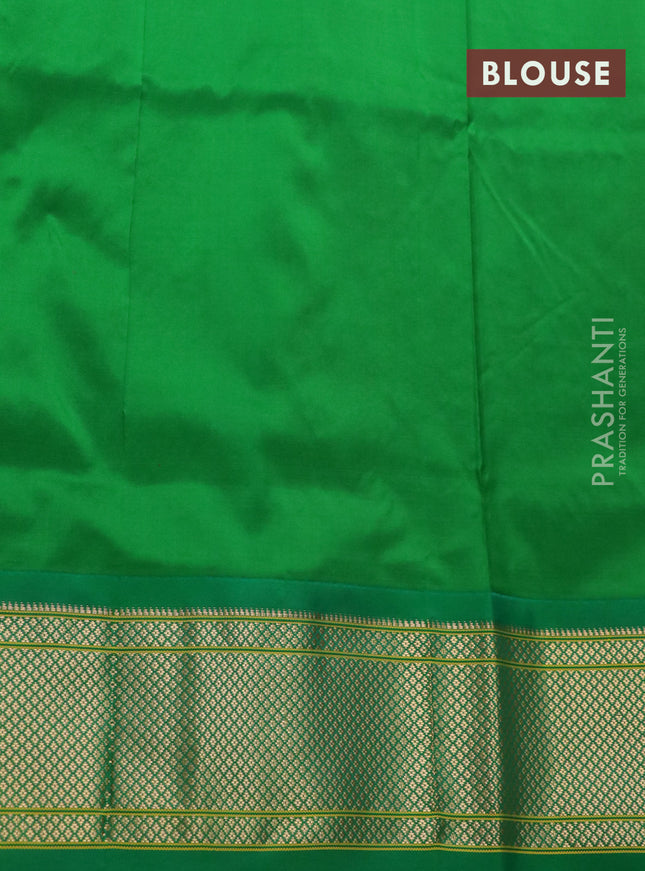 Pure paithani silk saree dual shade of pinkish orange and green with annam zari woven buttas and zari woven border
