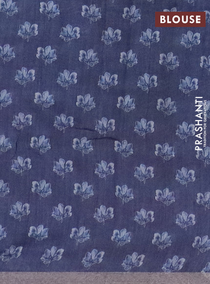 Semi tussar saree beige pale orange and grey with allover prints and small zari woven border