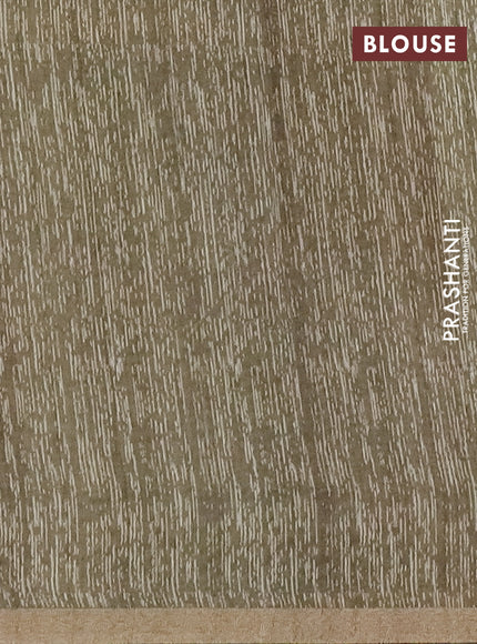 Semi tussar saree elaichi green and green with allover floral prints and small zari woven border