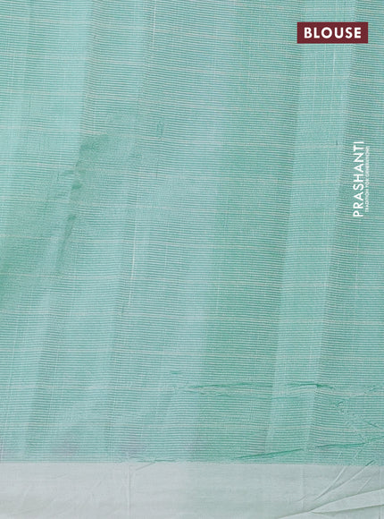 Semi Mangalgiri silk cotton saree green with checked pattern and embroidery work border
