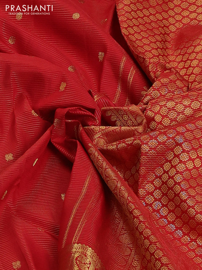 Pure kanchipuram silk saree red with allover zari weaves & buttas and zari woven border