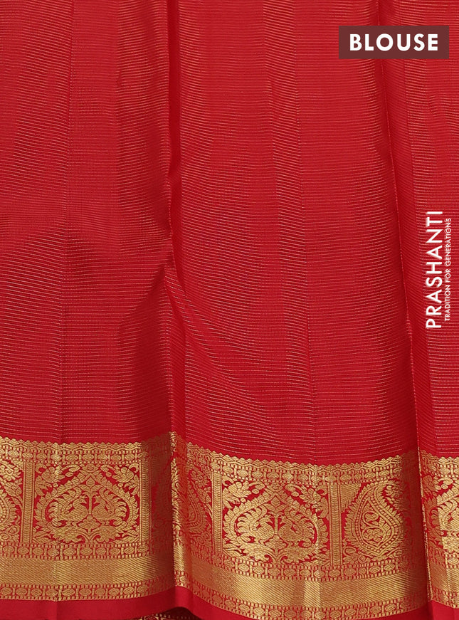 Pure kanchipuram silk saree red with allover zari weaves & buttas and zari woven border