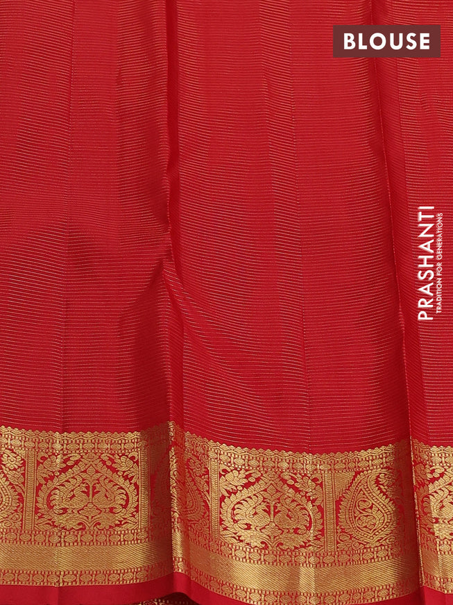 Pure kanchipuram silk saree red with allover zari weaves & buttas and zari woven border