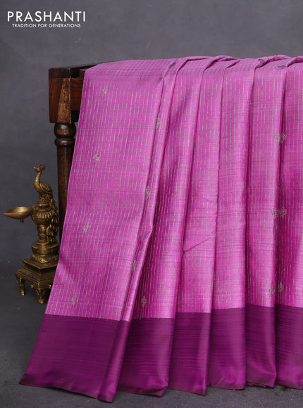 Pure kanchipuram silk saree mild purple and dual shade of purple with allover thread & zari weaves and simple boder