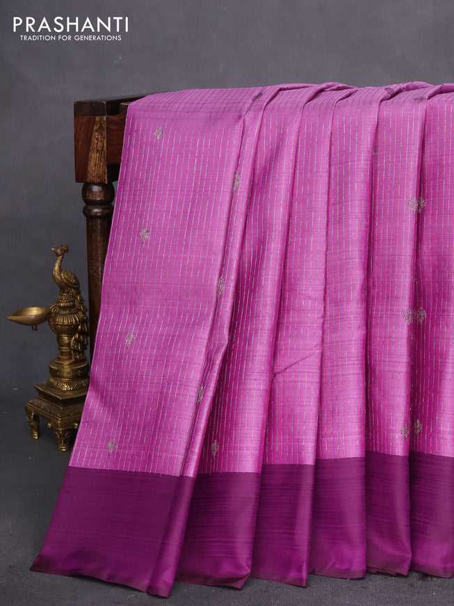 Pure kanchipuram silk saree mild purple and dual shade of purple with allover thread & zari weaves and simple boder
