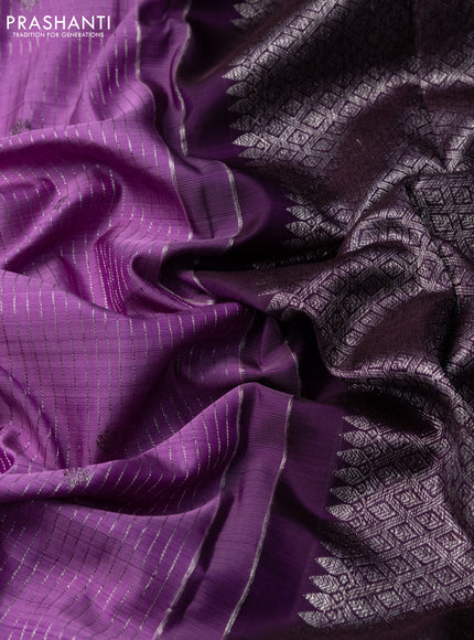 Pure kanchipuram silk saree mild purple and dual shade of purple with allover thread & zari weaves and simple boder