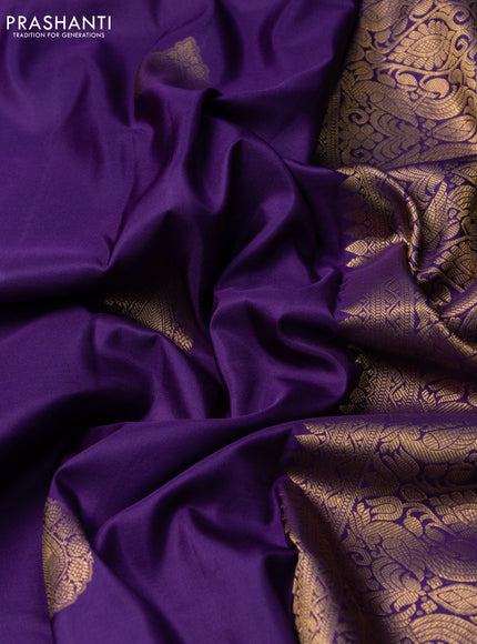 Pure kanchipuram silk saree violet with zari woven buttas and long zari woven border