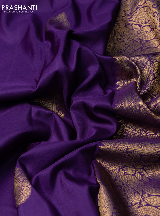 Pure kanchipuram silk saree violet with zari woven buttas and long zari woven border
