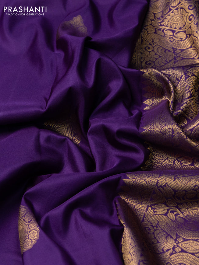 Pure kanchipuram silk saree violet with zari woven buttas and long zari woven border