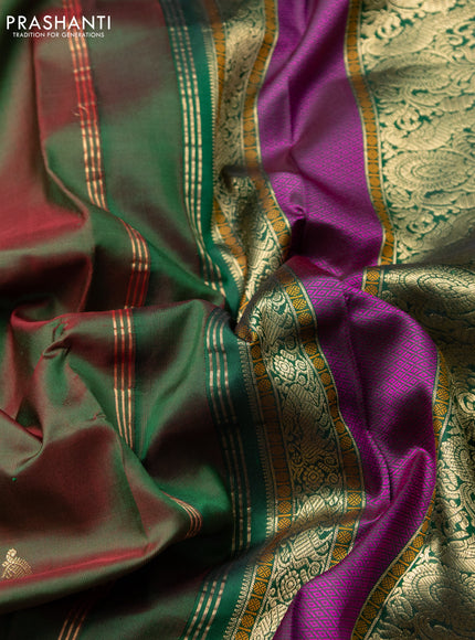 Pure kanchipuram silk saree manthulir green with zari woven buttas and ganga jamuna border