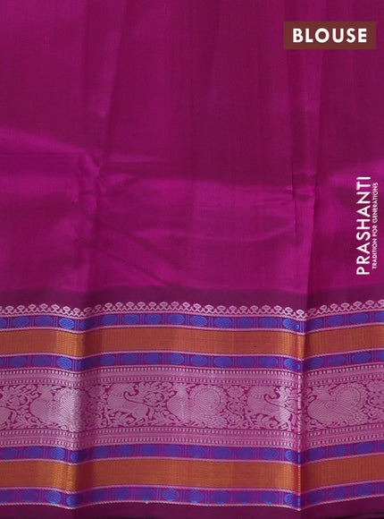 Pure kanchipuram silk saree dual shade of pink and dark magenta pink with thread woven buttas and long thread woven border