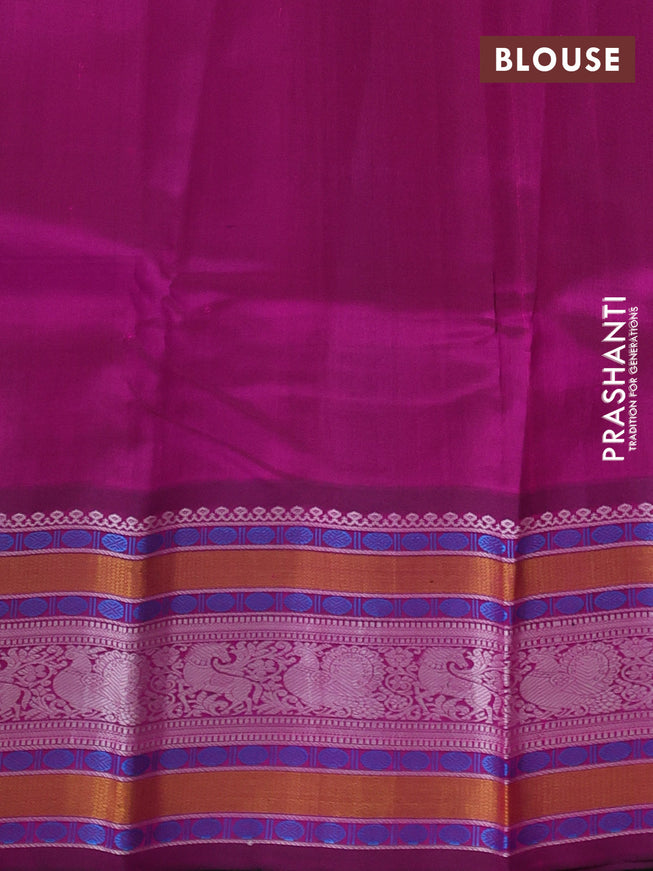 Pure kanchipuram silk saree dual shade of pink and dark magenta pink with thread woven buttas and long thread woven border
