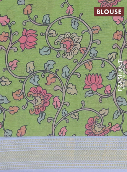 Spun cotton saree blue shade with allover bandhani prints and zari woven border