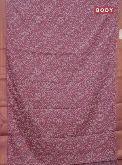 Spun cotton saree maroon shade with allover bandhani prints and zari woven border