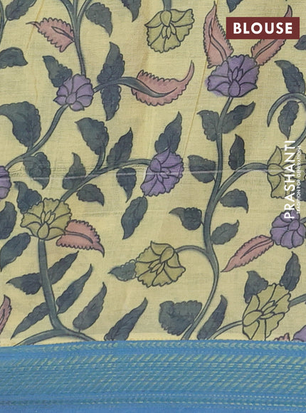 Spun cotton saree blue shade with allover bandhani prints and zari woven border