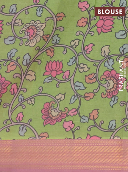 Spun cotton saree pink shade with allover bandhani prints and zari woven border