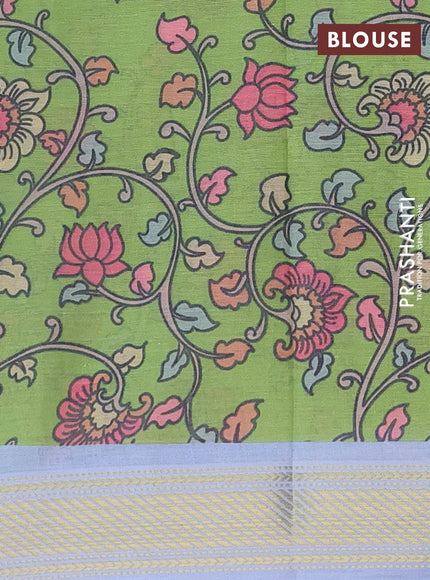 Spun cotton saree blue shade with allover bandhani prints and zari woven border