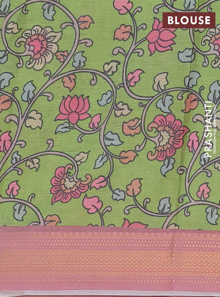 Spun cotton saree pastel maroon with allover bandhani prints and zari woven border