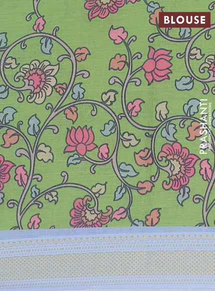 Spun cotton saree blue shade with allover bandhani prints and zari woven border