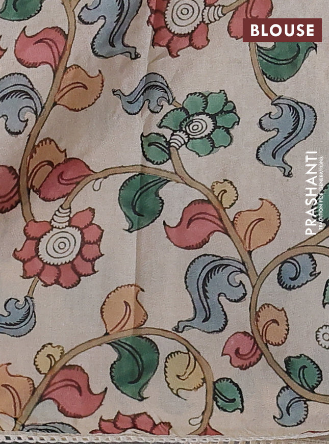 Semi organza saree sandal and beige with allover embroidery work and applique pallu & blouse