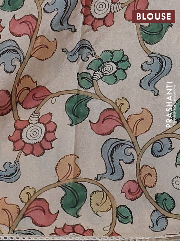 Semi organza saree sandal and beige with allover embroidery work and applique pallu & blouse