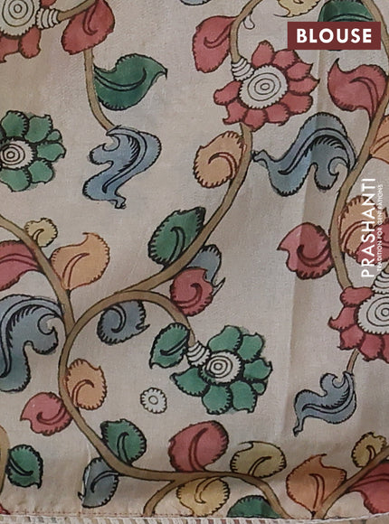 Semi organza saree pastel green and beige with allover embroidery work and applique pallu & blouse