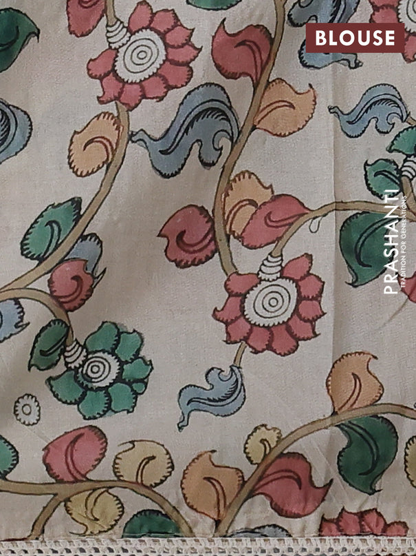 Semi organza saree pastel blue and beige with allover embroidery work and applique pallu & blouse