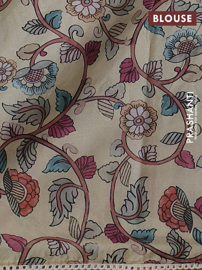 Semi organza saree pastel shade and beige with allover embroidery work and applique pallu & blouse