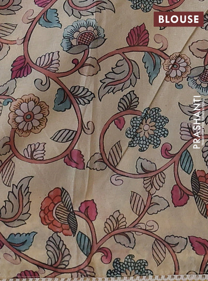 Semi organza saree sandal and beige with allover embroidery work and applique pallu & blouse