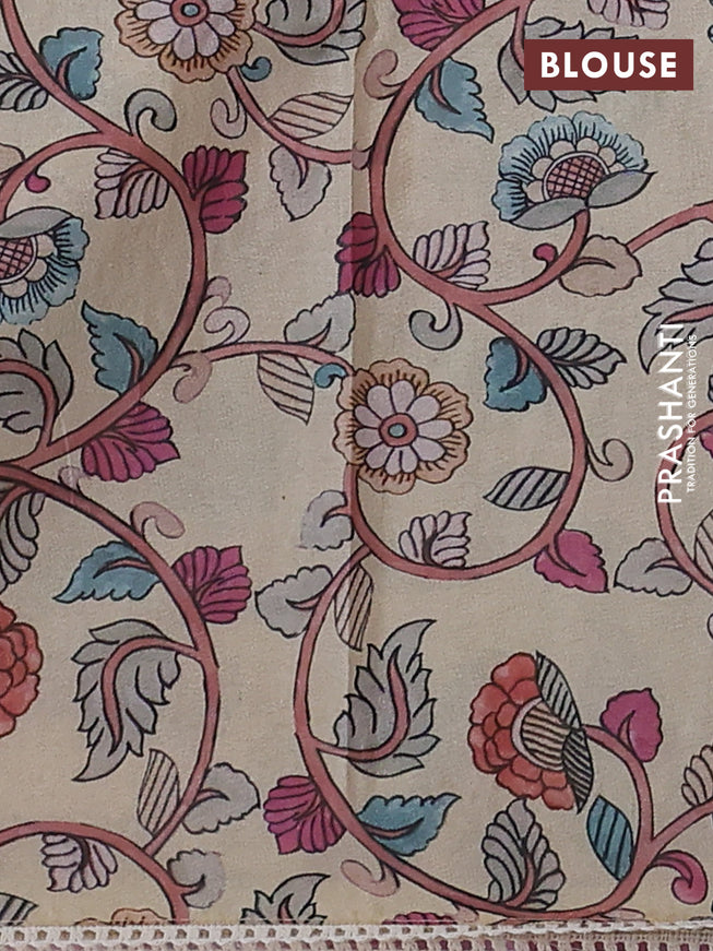 Semi organza saree mauve pink and beige with allover embroidery work and applique pallu & blouse