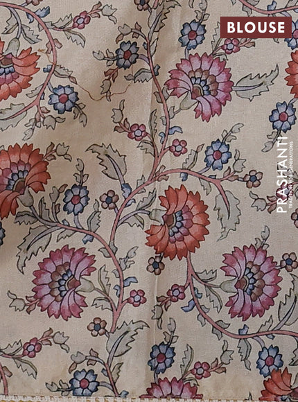 Semi organza saree sandal and beige with allover embroidery work and applique pallu & blouse