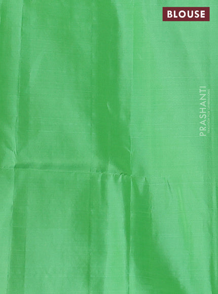 Pure soft silk saree deep wine shade and fluorescent green with allover silver zari brocade weaves and long silver zari woven border