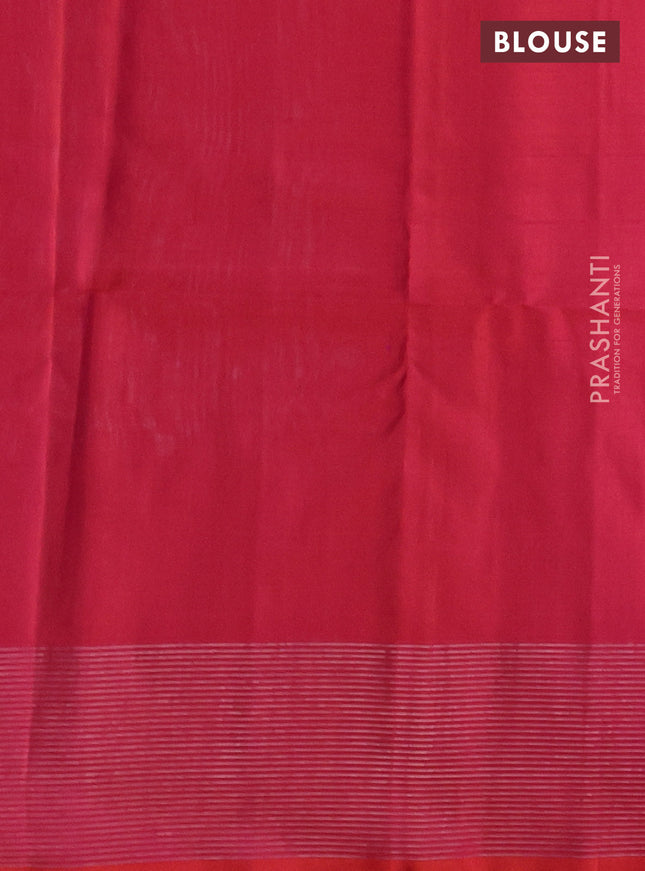 Pure soft silk saree teal blue and dual shade of pinkish orange with allover silver zari weaves & buttas and silver zari woven border