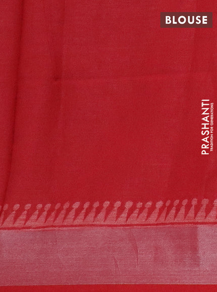 Pure linen saree maroon with allover prints and silver zari woven border