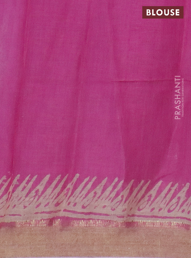 Pure linen saree light pink with allover prints and zari woven border