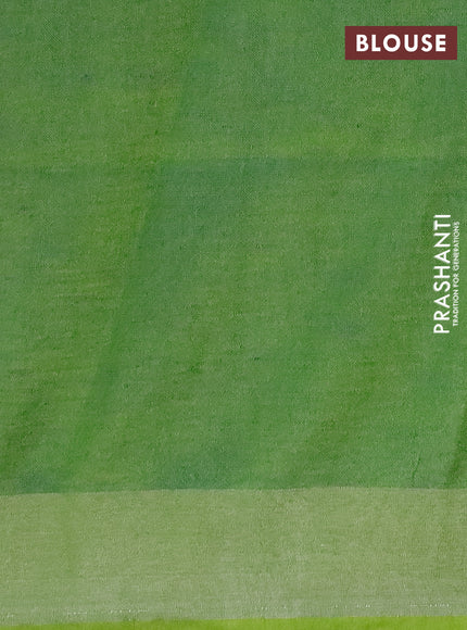 Pure linen saree blue with allover prints and silver zari woven border