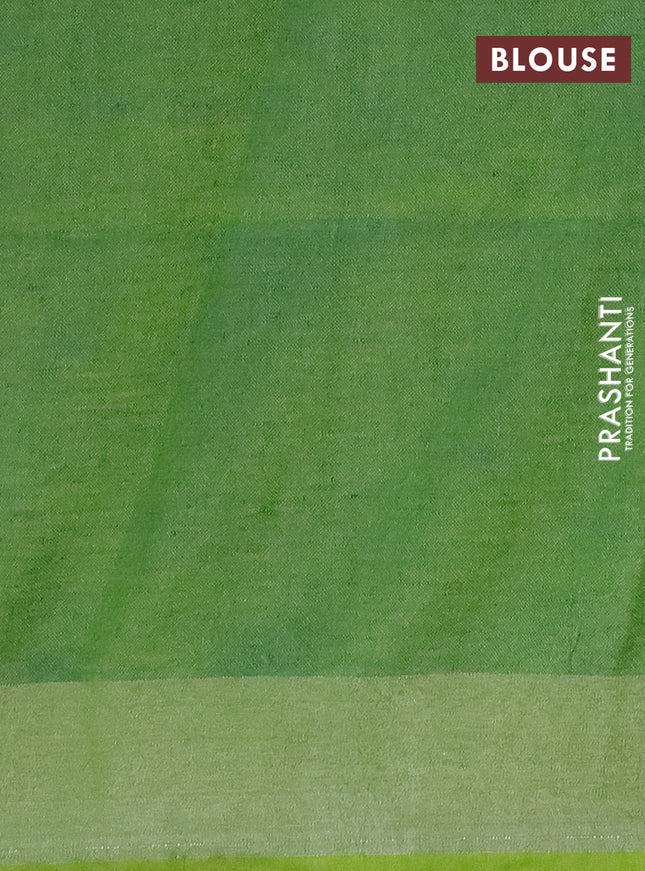 Pure linen saree blue with allover prints and silver zari woven border