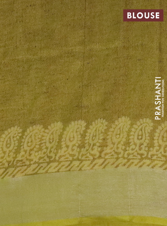 Pure linen saree coffee brown shade with allover prints and silver zari woven border