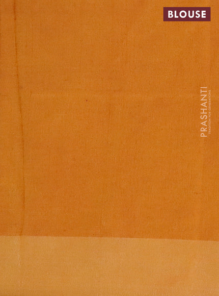 Pure linen saree rust shade with batik butta prints and silver zari woven border